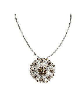 Camrose And Cross Silver Tone Necklace With Starburst Pendant/Brooch (6322)